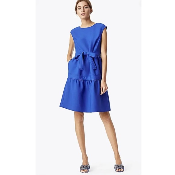 Tory Burch Blue Dahlia Dress Size 0/2 Flawless! Belted With Pockets - Picture 1 of 8